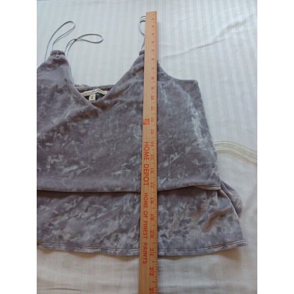 Express womens gray crushed velvet velour cami M party club holiday crop top - Picture 9 of 10